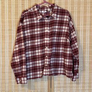 Levis Womens 3X Shirt Button Up Red Plaid Long Sleeve Western Cottagecore Flann